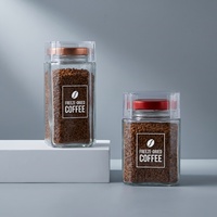 Botol Kaca Persegi 4oz 5oz 10oz 25oz dengan Tutup Logam Kedap Udara untuk Kemasan Biji Kopi Grosir