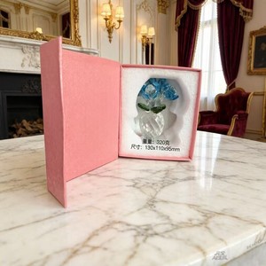 Crystal Rose Ornament Heart Shape 130x110x95mm Internal Engraving Home Decoration Gift - Product Image 1