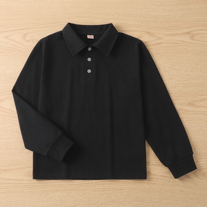 Polo rayé à manches longues pour garçons, col blanc, en coton tricoté, haut décontracté, t-shirt rayé avec col à revers, hauts polyvalents et tendance - Product Image 5
