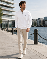 Cardigan d'hiver personnalisé pour homme, de luxe, décontracté, en maille 100 % coton, avec broderie, fermeture éclair quart, simple boutonnage, manches longues