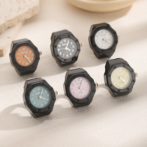 Anello <span class=keywords><strong>Orologio</strong></span> da Dito Personalizzato con Logo, Regalo Semplice per Matrimonio, Fidanzamento, Festa, in Lega di Zinco Placcato Argento con Cinturino Elastico - Product Image 3