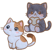 Patch brodé motif chat mignon, applique animale de dessin animé à thermocoller ou à coudre pour vêtements d'enfants, chapeaux, sacs, écologique, personnalisé, vente en gros