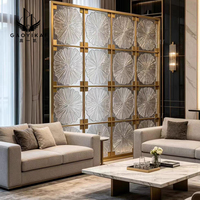 Paravent de luxe moderne en acier inoxydable avec design à panneaux pour cloison de séparation d'hôtel et de restaurant, écrans métalliques en acier inoxydable