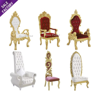 Chaises de trône royales de luxe haut de gamme pour roi et reine, dossier haut, moins chères, dorées, chaise de mariage royale de luxe pour le marié et la mariée