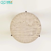 Table basse HZX en marbre travertin naturel moderne, polie, écologique, durable, découpée sur mesure pour salon, salle à manger, intérieur