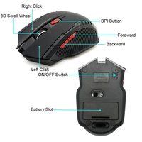 NOUVEAU ! Souris Optique Sans Fil 2.4GHz avec Récepteur USB, Souris Gamer 1600 DPI 6 Boutons pour Ordinateur PC Portable et Accessoires