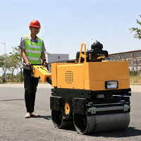 Mini-compacteur routier vibrant à double tambour, hydraulique, autoporté, pour la réparation des trottoirs et des chemins
