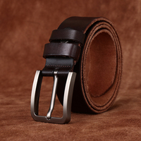 Sabuk denim pria, dicuci, modis, kasual minimalis, lapisan kepala kulit sapi, sabuk denim pria