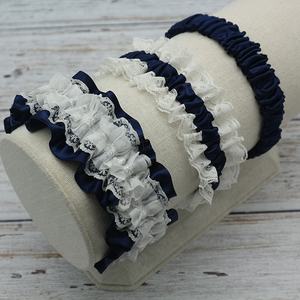 Jarretelles ruban en Satin <span class=keywords><strong>bleu</strong></span> foncé, vêtement élastique et sexy pour femmes, ceinture de jarretelles pour fête et mariage, une pièce - Product Image 5