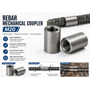 Acoplador Mecánico de Acero al Carbono de Alta Resistencia M20 con Rosca Interna de Precisión para Conexión de Barras de Refuerzo - Product Image 1