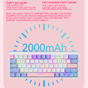 Za63 Pro 63-Key RGB Backlit Không Dây Cơ Khí Chơi Game Bàn Phím 2000MAh Pin N Phím Rollover Hot Swappable Cho Văn Phòng Đánh Máy - Product Image 4