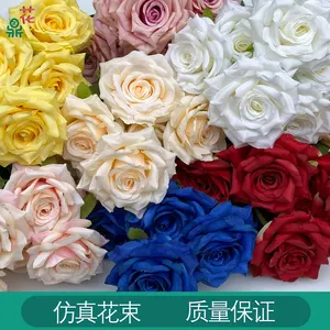 ดอกกุหลาบเพชร7หัวคุณภาพสูงเครื่องประดับตกแต่งบ้านดอกไม้ประดิษฐ์อุปกรณ์ประกอบฉากการถ่ายภาพดอกไม้ปลอม
