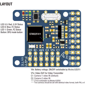 Controlador de Vuelo Matek Mateksys F411-WTE STM32F411 con BEC Integrado, Salida 2-6S ESC 90A, Sensor de Corriente, para Drones de Ala Fija, BMI270 - Product Image 3