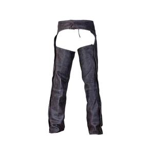 Chaps en cuir pour hommes noir ventilé-nu en cuir poche latérale extensible-cuisse moto-Chaps - Product Image 2