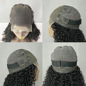 Perruques en cheveux vierges bruts de 12 pouces, 250 grammes, cuticules alignées, perruques en dentelle 5x5, perruques bouclées rebondissantes en dentelle, couleur T1B/99J, perruques en cheveux humains bouclés - Product Image 2