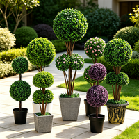 Arbre Topiaire Artificiel en Plastique Double Boule de Buis en Pot, Plante Décorative Végétale pour Extérieur et Intérieur, Idéal pour Cérémonies de Remise des Diplômes