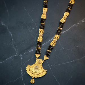 Wholesale 24K Micro Gold AD Stone Forming Long Pendant Mangalsutra, Fashion AD Mangalsutra, Traditional Indian Wedding Jewelry. - Product Image 1