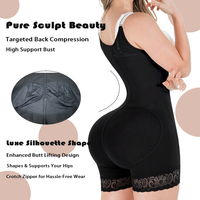 Bodys gainants à fermeture éclair latérale, Fajas Colombianas Moldeadoras, Gaines chirurgicales post-liposuccion Phase 2, Haute compression, Rehausseur de fesses