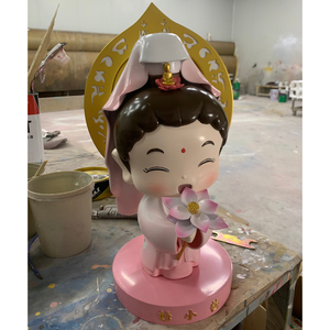 Figurine en résine de fibre de verre représentant une fille assise sur un lotus, pour décoration intérieure - Product Image 5