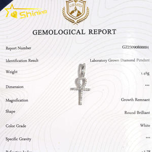 랩 다이아몬드 쥬얼리 크로스 매력 10K 솔리드 골드 고급 보석 랩 그로운 다이아몬드 크로스 펜던트 - Product Image 6