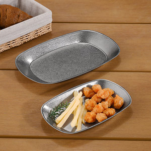 Rétro Vieux En Acier Inoxydable Approfondi Assiette À Dîner Creative Snack Frites Poulet Frit Assiette Barbecue En Plein Air Pique-Nique Assiette - Product Image 3