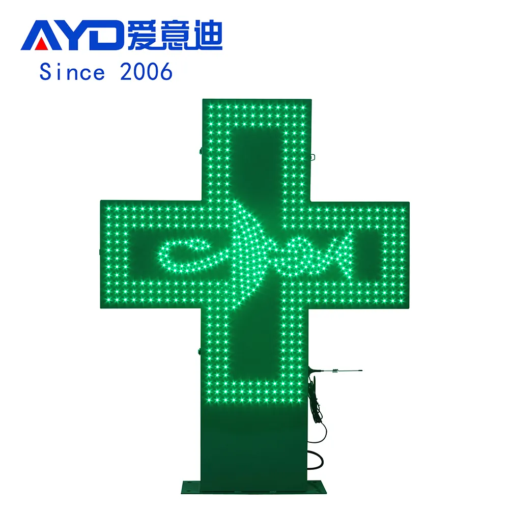 New Technology Pure Green LED Pharmacy Cross Sign Outdoor LED Screen for Medicine Shop