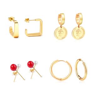 Boucles d'oreilles créoles demi-rondes en acier inoxydable de marques populaires, design personnalisé, pour femmes et jeunes filles - Product Image 5