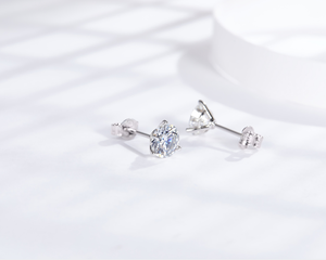 Pendientes de Compromiso de Plata de Ley para Mujer con Moissanita de Silicio de 1 Quilate y Piedras Sintéticas de 6.5mm - Product Image 4