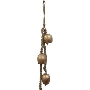 PARIJAT Handmade Golden Iron 4 Cluster Shape Hanging <b>Bells</b> Elegant Wind <b>Chimes</b> for Indoor Outdoor Home Wedding Decor Balcony - Product Image 3