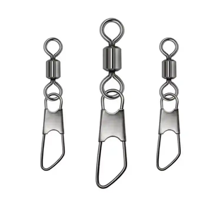 Eslabones Giratorios de Acero Inoxidable Negros para Agua Salada con Mosquetón de Seguridad para Pesca Marina - Product Image 1