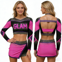 Vêtements de cheerleading sur mesure en polyester/spandex respirant et confortable avec cristaux AB, tenue de cheerleader sexy et tendance, vente en gros