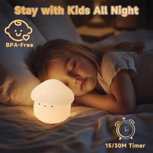 Rechargeable Decorative Simple USB-C Charging Lamp Creative LED <b>Nightlight</b> Cute Mushroom Lamp Gift for Children - Product Image 3