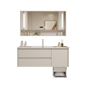 Modern white bathroom cabinet storage <b>mirror</b> cabinet, defog display time display washbasin hanging cabinet - Product Image 4