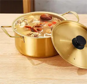 Ollas de acero inoxidable de gran capacidad de Corea con asa para juego de cocina, olla de cocina para restaurante, hogar, cocina