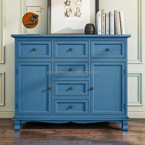 Armadio cassettiera bianca 6 cassetti Shabby Chic Vintage camera da letto blu Navy cassettiera - Product Image 3