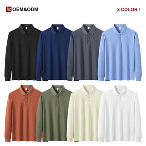 Camisa de Manga Larga con Solapa de Poliéster y Algodón, Logotipo Bordado Personalizado, Camisa de Trabajo con Solapa, Camiseta Polo de Manga Larga para Hombre - Product Image 3