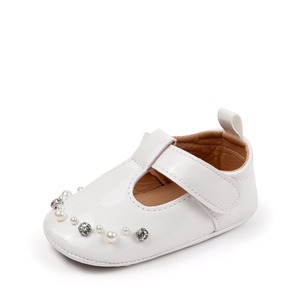 Nueva Llegada, Zapatos Casuales Planos Marry <span class=keywords><strong>Jan</strong></span> de Moda para Bebés Niñas, Diseño de Perlas con Cierre de Velcro para Recién Nacidos - Product Image 3