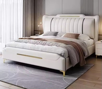 Cadre de lit moderne en cuir capitonné, taille double/queen/king, avec espace de rangement, design gain de place, écologique, durable, assemblé en pin