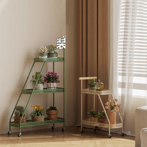 Support de rangement multi-plantes en métal pour pots de fleurs, type sur pied mobile pour balcon - Écologique - Product Image 2