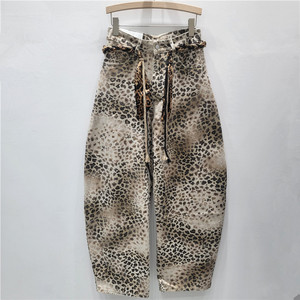 Wholesale autumn 2026 new fashion elegant casual retro washed <strong>old</strong> gradual change smudged leopard print <strong>women</strong> <strong>jeans</strong> - Product Image 1