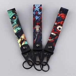 Porte-clés mousqueton en métal style anime, motif dessin animé d'horreur Halloween, pendentif bec d'aigle, figurine rectangulaire fruit, voiture, chat - Product Image 2