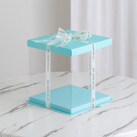 Boîte à gâteau transparente de 10 pouces grande boîte à gâteau transparente 10x10x9 pouces boîte de présentation cadeau transparente pour transporter un cadeau haut avec ruban