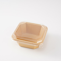 Conteneur alimentaire jetable carré pliable et empilable en papier kraft, imperméable et résistant à l'huile, pour gelée, sushi, plats à emporter, pique-nique, traiteur