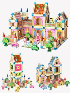 Jouet de construction en bois coloré pour enfants, 128 pièces, château à assembler soi-même, maître de l'architecture - Product Image 5
