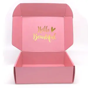 Ready To Ship Custom Printed Logo MOQ 100pcs Pink Packaging Boxes