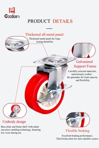 Công nghiệp <span class=keywords><strong>2</strong></span>/<span class=keywords><strong>3</strong></span>/4 inch PVC lõi Caster với bánh xe màu đỏ nóng bán thép bánh - Product Image 3