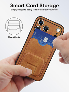 เคสหนังใส่บัตรหรูหราสำหรับ <span class=keywords><strong>iPhone</strong></span> 17 air 16 15 14 13 11 12 Pro <span class=keywords><strong>Max</strong></span> Plus พร้อมช่องใส่บัตรและขาตั้งแบบซ่อน - Product Image 2