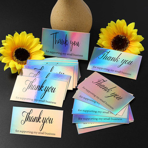 Custom Design Boutique Greeting Cards Holographic Printing Laser Thank-you Card Creative Hang Tag Greeting Card