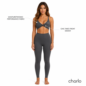 Charlo Women <b>Yoga</b> Gym Set Twist Front Tank Top High Waist Sculpting <b>Leggings</b> Activewear Wholesale Custom OEM Bulk - Product Image 2