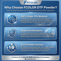 Poudre DTF Premium FCOLOR, adhésif thermofusible TPU, 75-300µm, pour impression numérique par transfert thermique, haute élasticité, lavable